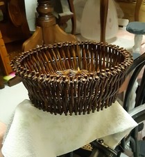 CESTO VIMINI GIUNCO ARTIGIANALE  PORTAVASO LEGNO  VASO PORTAFRUTTA 