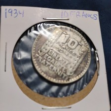 Moneta argento 10 franchi 1934