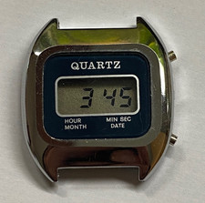 VINTAGE LCD QUARTZ MADE IN HONG KONG ANNI 80 FUNZIONANTE SOLO CASSA