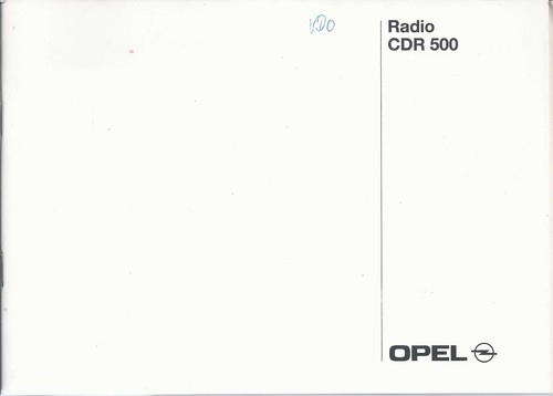 Opel radio cdr - radio, manuale