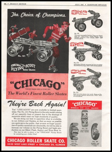 Chicago roller skate 1947 - chicago,