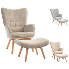 HOMCOM Poltrona con Poggiapiedi in Tessuto Effetto Velluto