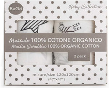 Mussole Neonato ® - 100% Cotone Biologico Certificato Gots - 120 X 120 - Mussola