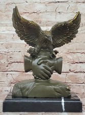 Bronzo Unity Aquila Scultura Edizione Limitata Stretta di Mano Simbolo Casa