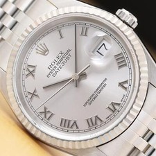 OROLOGIO ROLEX UOMO DATEJUST 16234 ARGENTO QUADRANTE ROMANO ORO BIANCO 18K ACCIAIO INOX