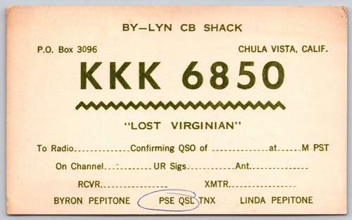 Scheda qsl radio - kkk, 6850