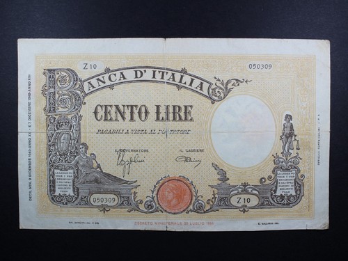 Regno italia 100 lire - d'italia,