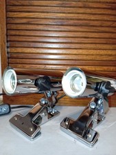 Coppia Lampade Da Tavolo Vintage Cromate A Pinza Targetti anni 70 Made In Italy 