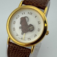 Orologio Vintage Wrap Japan Quarzo Cane Papavero in Movimento Unisex Tono Oro Batteria Nuova