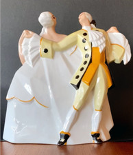 Splendida Ayme La Maitrise. Elegante scultura Art Decò Minuetto coppia danzante