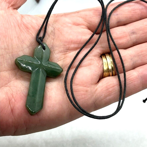 Collana croce giada - , verde