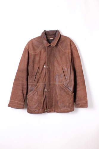 Vintage fireman leather jacket - leather,