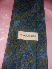 CRAVATTA UOMO NUOVA PURA SETA SILK SOIE TIE FANTASIA FIRMATE ''ROMEO GIGLI''