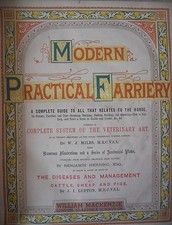 LIBRO ANTICO MEZZA PELLE "MODERN PRACTICAL FARRIERY" J. MILES (CAVALLI) DAT.1886