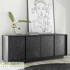Madia 4 ante modernO marmo nero mobile credenza design arredamento VIKING