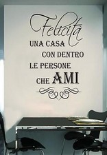 WALL STICKERS MURALI Felicità casa famiglia love amore muro adesivo frase 