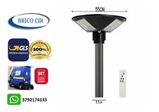 LAMPIONE LED SOLARE CON SENSORE MOVIMENTO 200W FARO GIARDINO STRADALE TONDO 9136