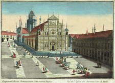 PAVIA 1760 REMONDINI Veduta Ottica Certosa Stampa Antica Mappa ORIGINALE