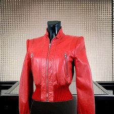 JOHN RICHMOND Stunning Jacket Retrò 80s Style Pure Genuine Red Leather Plongè 8
