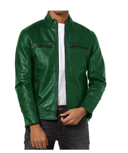 Giacca uomo pelle verde vera - verde,