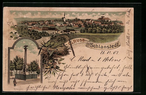 Litografia schlanstedt veduta - schlanstedt,,