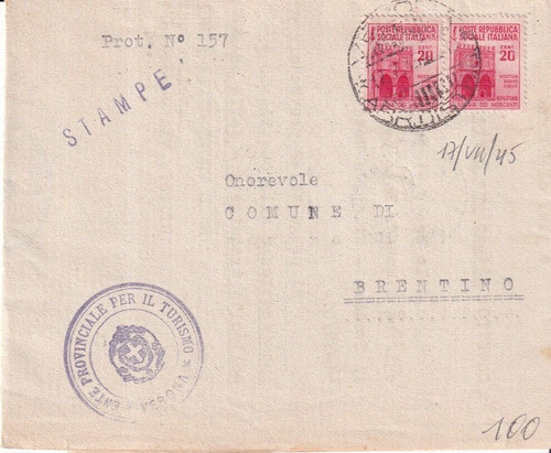 1945 lettera viaggiata - r.s.i,