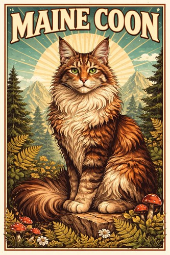 Affiche poster chat maine coon - affiche,