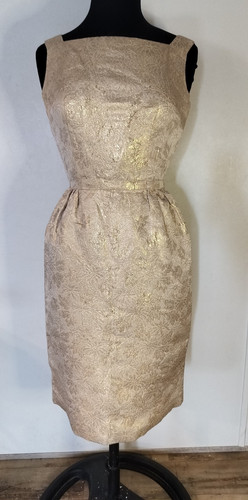 Abito tubino jacquard oro