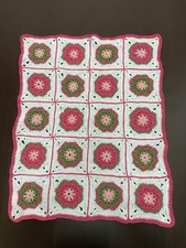 COPERTINA UNCINETTO NEONATA PASSEGGINO OVETTO GRANNY FIORE AFRICANO 50X62 cm