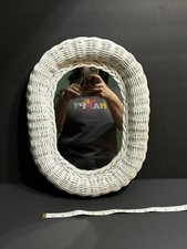 Specchio vintage bianco vimini shabby chic boho country francese 12" x 16" vetro dormitorio