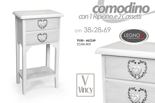 Comodino cassetti cuore - cassetti,