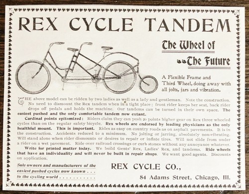 1897 rex cycle - tandem-la, ruota