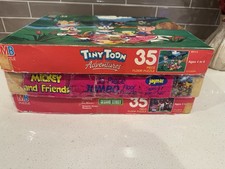 Puzzle Jumbo Vintage Sesame Street, Tiny Toons, Mickey & Friends - Lotto di 3