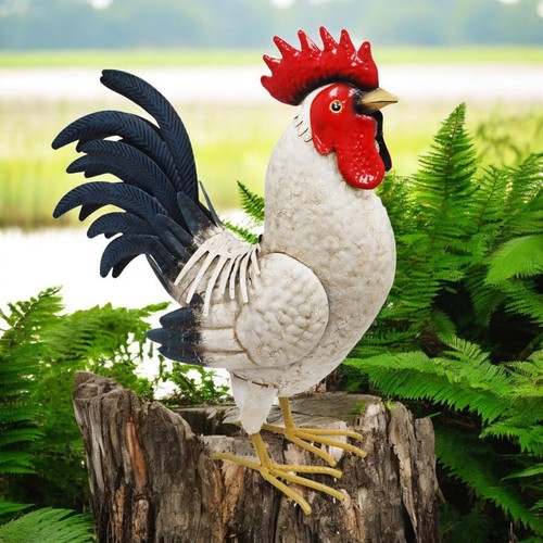 Gallo bianco metallo 44 cm - in,