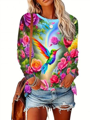 Maglia colibrì colorata donna