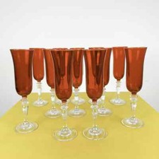 bicchieri flute in vetro rosso rubino, 12 pezzi