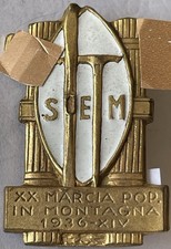 Distintivo OND Marcia Popolare in Montagna SEM 1936 Sci Sport