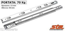 COPPIA GUIDE SCORREVOLI a SFERE per CASSETTI Portata 70 kg Estrazione Totale T50