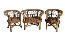 Set casa delle bambole mobili da patio in vimini rattan VINTAGE 3 PEZZI