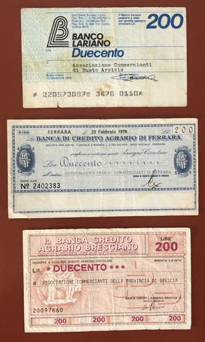 Mini assegni 200 - da, lire