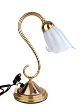 Lampada F. Fabbian Anni 80 Ottone e Vetro Murano Calla canne bianche