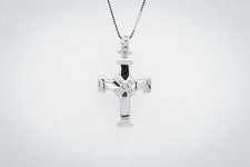COLLANA CROCE UOMO ORO BIANCO