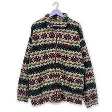 Pile Fila Vintage multicolore con zip intera anni 80 - Taglia XL uomo