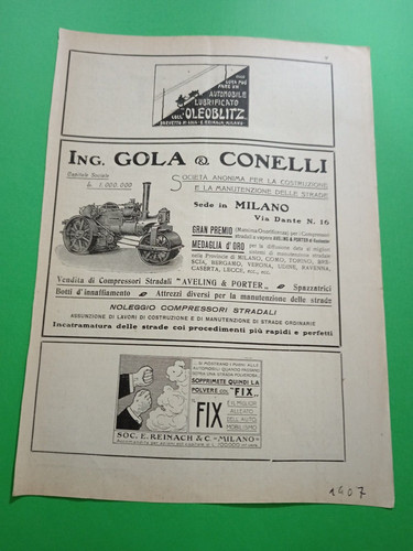Pubblicita 1907 ing emilio - 1907, ing.emilio
