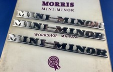 NOS Morris MINI MINOR stemma chrome badge scritta originale NOS J.Fray 60’s Vntg