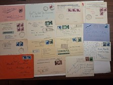 n.15 affrancature di Repubblica con Interi postali, annulli meccanici,