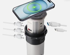 Prese a scomparsa da scrivania motorizzata 3 prese 1 USB-A 1 USB-C Wireless  18w