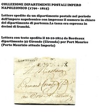 DIP16/1  Collezione dipartimenti post. napoleonici Da Bordeaux a Porto Maurizio 