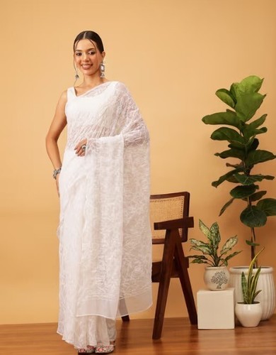 Chikankari saree georgette - chikankari,