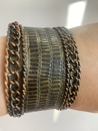 Bracciale vintage pelle rame - bracciale,